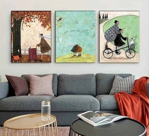 Image of 3pcs Framed Aesthetic Abstract Canvas Wall Art Natural Minimalist Posters Prints Healing Pictures Wall Decoration for Living Room Bedroom Bathroom Kitchen Office