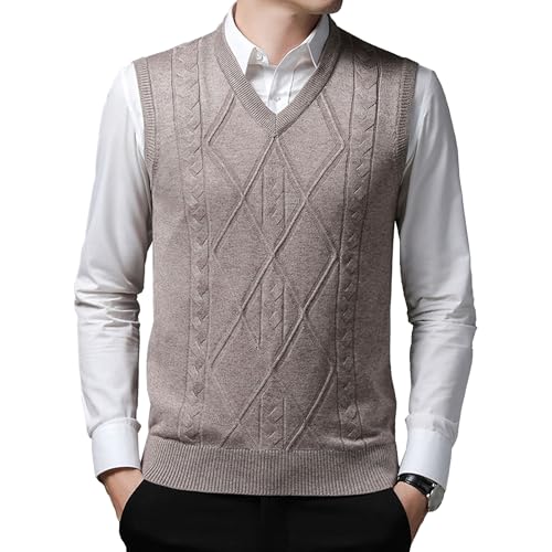 JEShifangjiusu Men's Rhombus Textured Sweater Vest Lightweight V Neck Sleeveless Tank Top Slim Fit Pullover Singlet