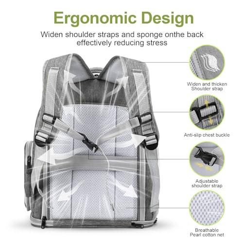 Image of Cat Backpack Carrier, Breathable Cat Carrier Large Space Bubble Pet Backpack for Kitty Small Dog up to 15lbs, Transparent & Foldable Pet Carrier for Travel Hiking (Square Expandable- Grey)