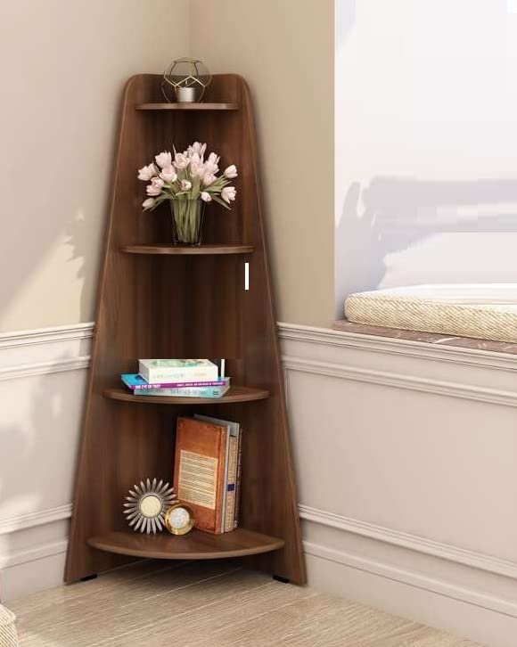Wudniture Furniture Solid Sheesham Wood Corner Shelf for Living Room