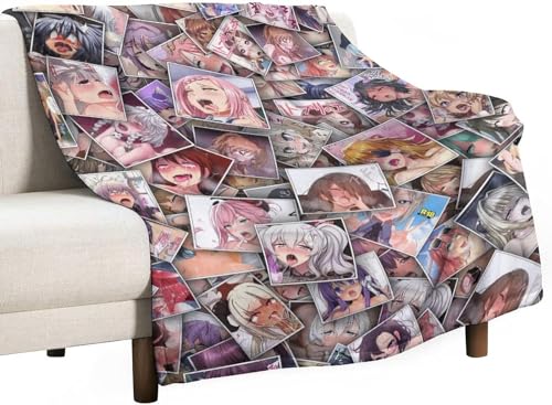 アヘ顔 【2サイズが選べる】ブランケット 薄手 毛布 膝掛け 暖かい フランネル 冷房対策 通気性 赤ちゃん 柔らかく肌触り 軽量 暖かい車用 寝具 洗える おしゃれ プレゼント アニメ キャラクター 60x50inch