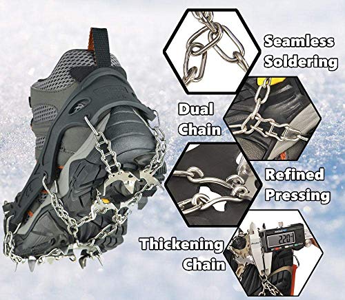 Uelfbaby Crampons 13 Spikes Ice Snow Grips Traction Cleats System Safe Protect for Walking, Jogging, or Hiking on Snow and Ice - Thumbnail 5