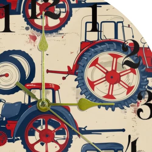Horloge murale tracteur rouge quartz silencieuse ronde à piles - 7