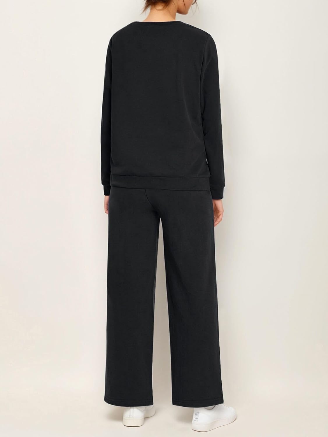 Weintee Women's Petite Sweatsuits Wide Leg Sweatpants and Sweatshirt Sets Jogging Suits - Image 2