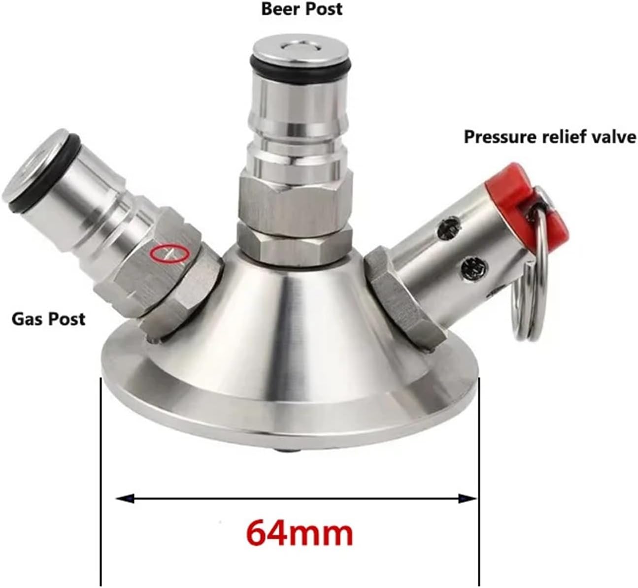 2"TC Ball Lock Tapping Head with 60cm Silicone Hose Rated Pressure Relief 35 psi