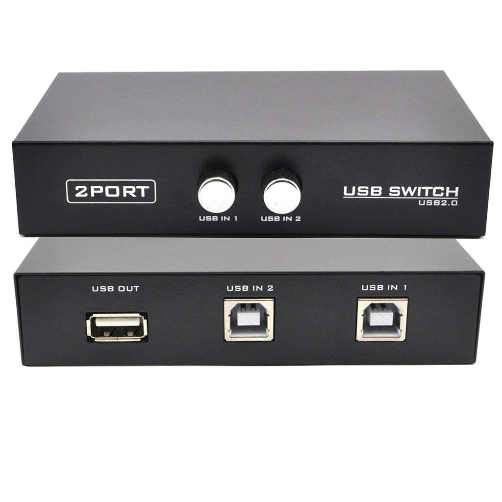 Printer Sharing USB Switch 2 Ports USB 2.0 Selector for PC Sharing Switch Box for PC Computer Scanner Printers Projector Camera and Keyboard