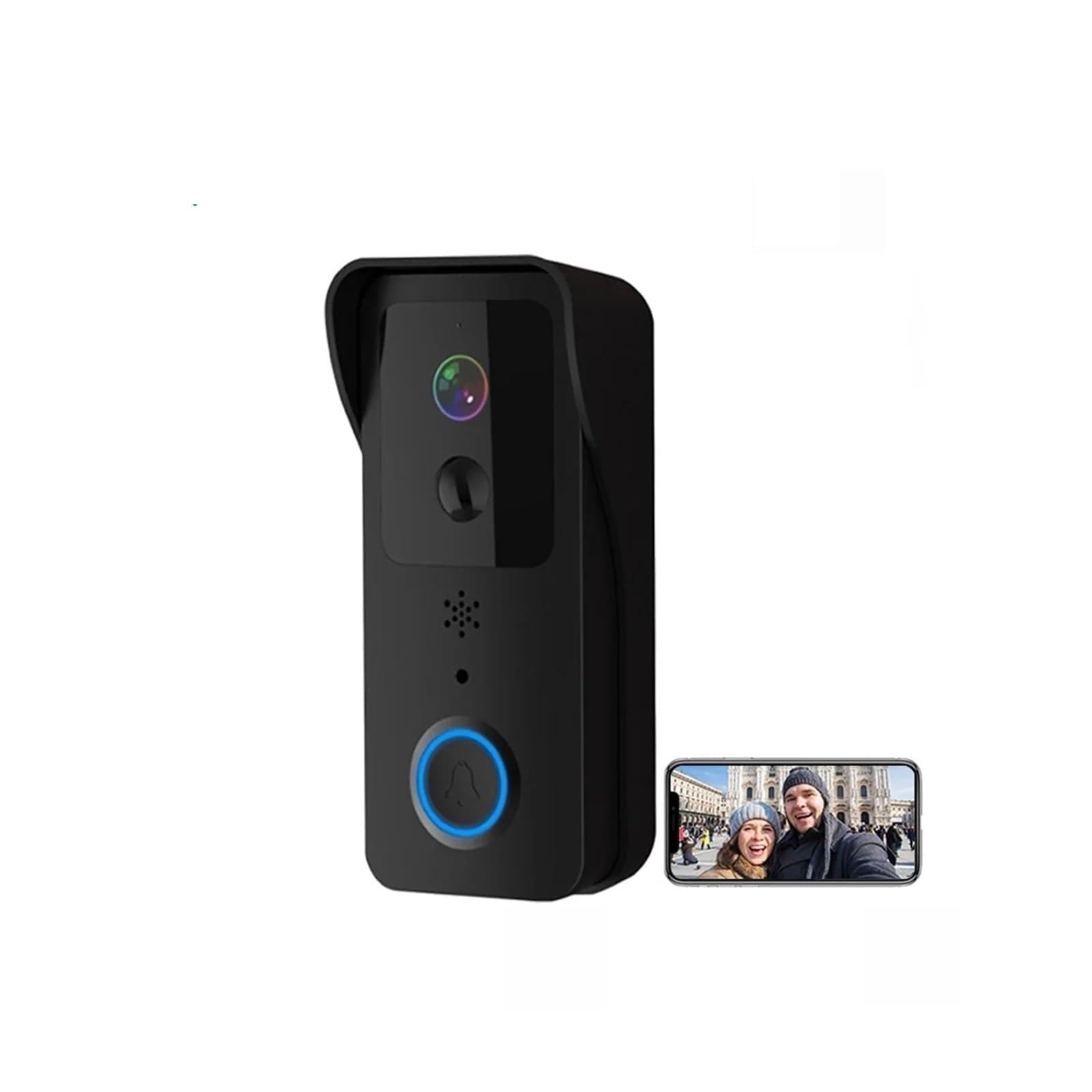 Videocitofono, Videocitofono WiFi 5G 2.4G 1080P Tuya Smart, citofono wireless esterno, telecamera impermeabile, campanello con suoneria(Black Option 1)