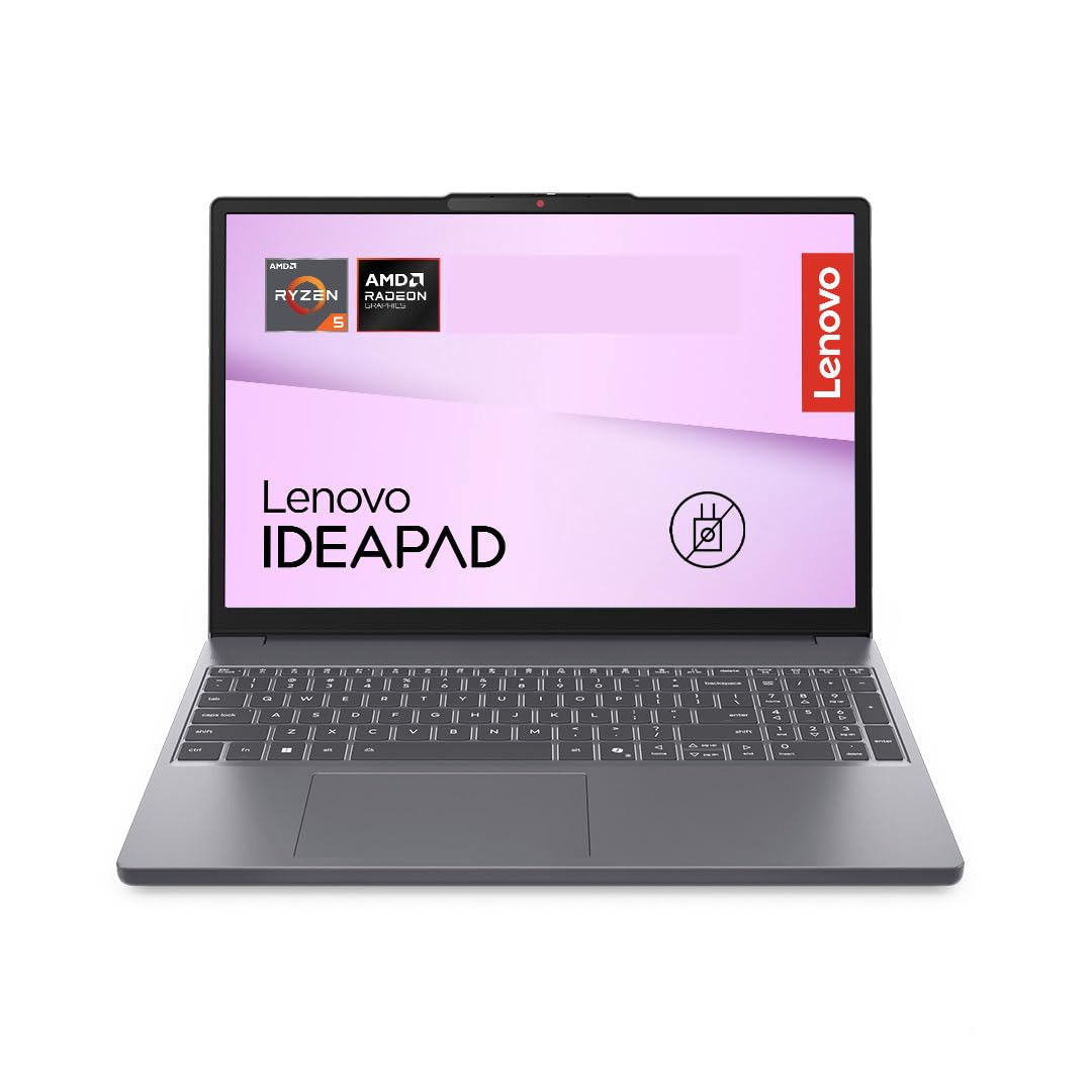 Lenovo IdeaPad Slim 3 Notebook 15" FHD (1920x1080) AMD Ryzen 5, 16GB RAM LPDDR5, 512GB SSD, WiFi 6, Windows 11 Home, Laptop per Lavoro, Studio e Uso Quotidiano - Caricatore non incluso