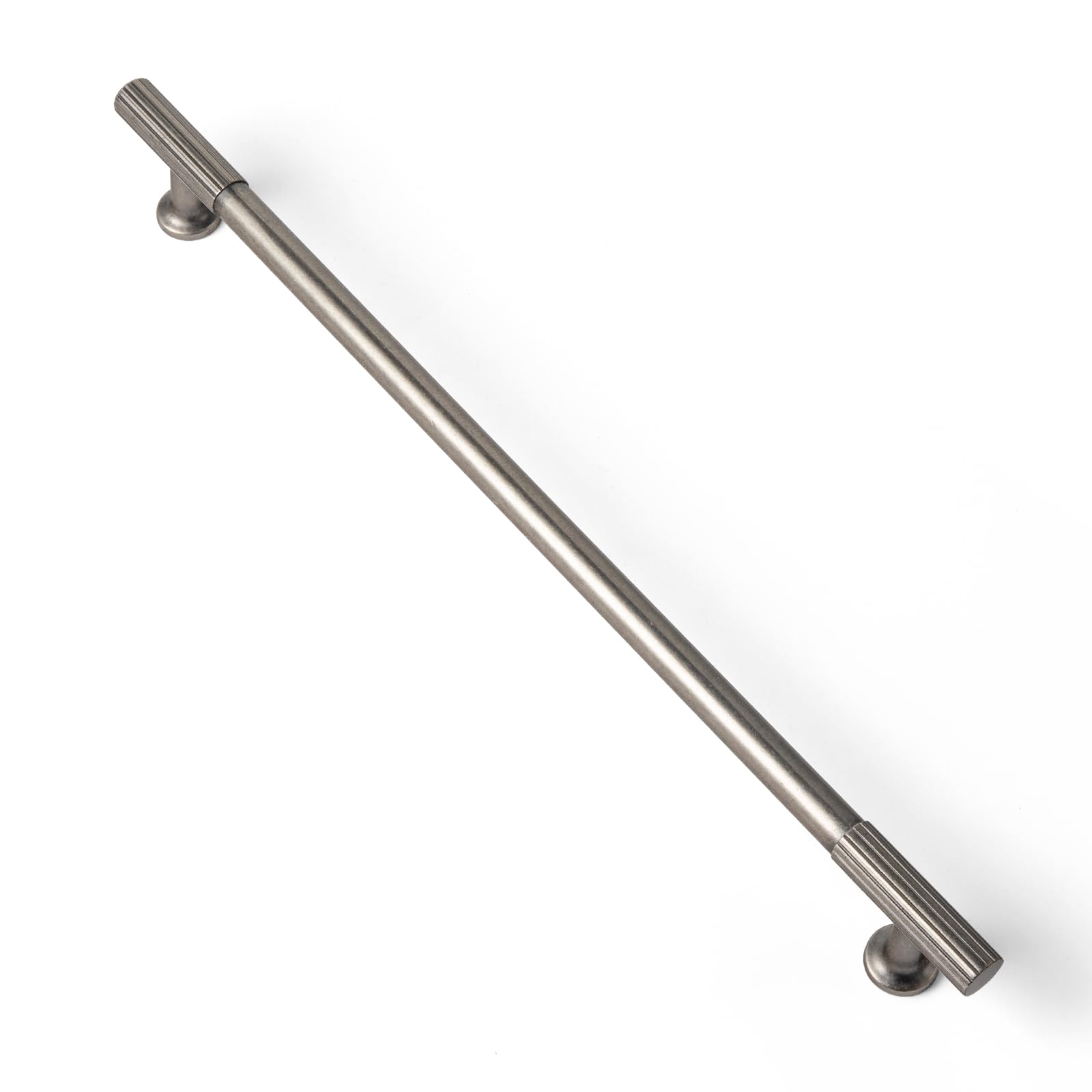 Goo-Ki Tiradores de gabinete de aleación de zinc plateado retro vintage – 10 pulgadas (256 mm) agujero central a rayas decoración gabinete accesorios para dormitorio, cocina, paquete de 6