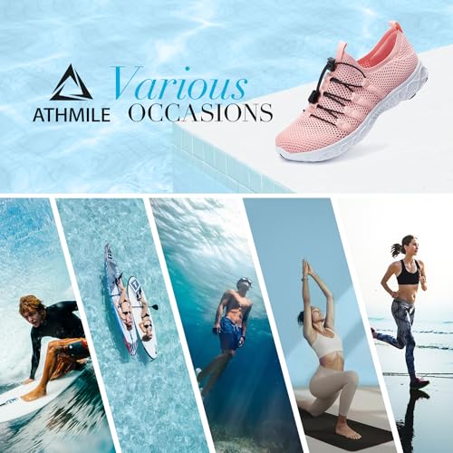 Image of ATHMILE Water Shoes for Men Women Barefoot Hiking Swim River Beach Knit | Adult Lake Pool Aqua Socks Quick Dry for Hiking Surfing Kayaking Sport Accessories Camping Must Haves