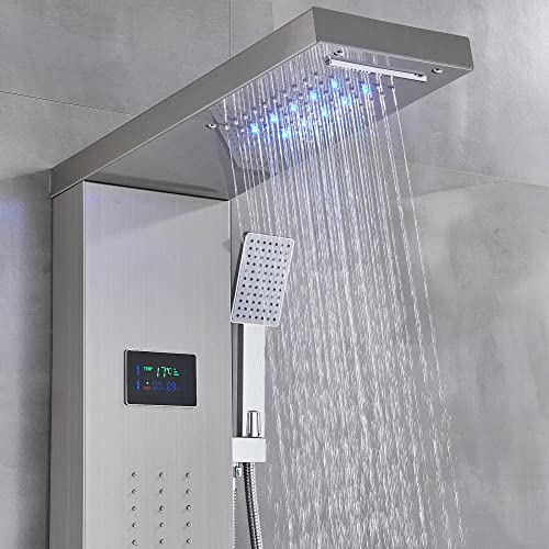Panel de ducha con sistema de masaje y jets corporales en acero inoxidable con LED miniatura 6