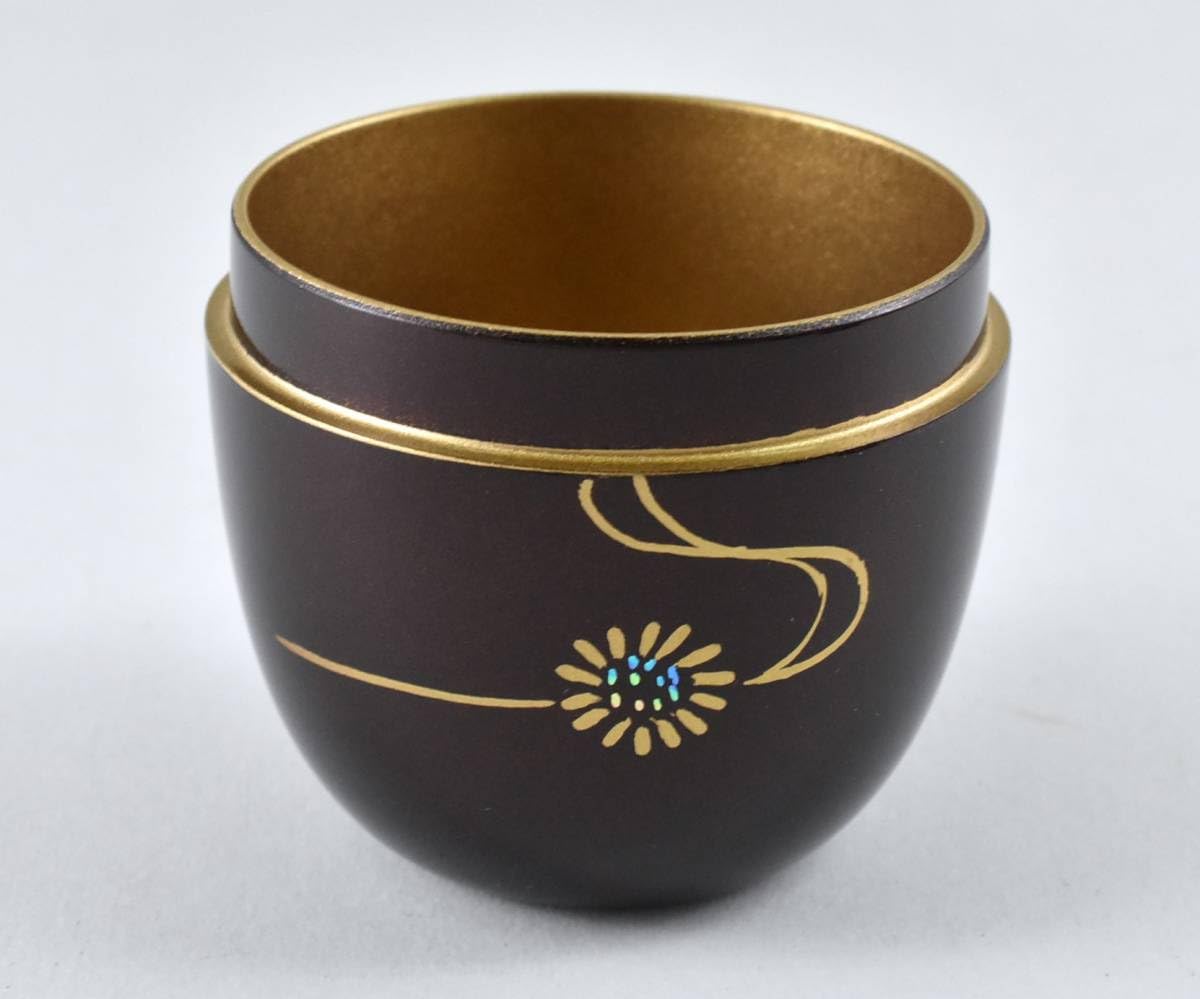 Amazon.co.jp: 楠廸庵 茶道具 棗 東雲作 溜塗流水に菊蒔絵中棗