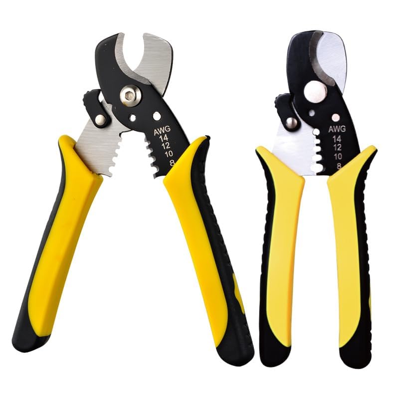 Image of COOLCOLD Self-Adjusting Insulation Wire Stripper. For stripping wire, Automatic Wire Stripping Tool /Cutting Pliers Tool, Automatic Strippers with Cutters & Crimper Wire (Yellow)