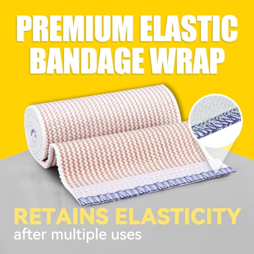 Image of FRESINIDER Premium Elastic Bandage Wrap 4 Inch, 18 Pack, Hook and Loop | All-Purpose 4-Inch Cotton Compression Wrap for Knee, Calf and Elbow; Bulk Box for Clinics, Teams and First-Aid Stations.