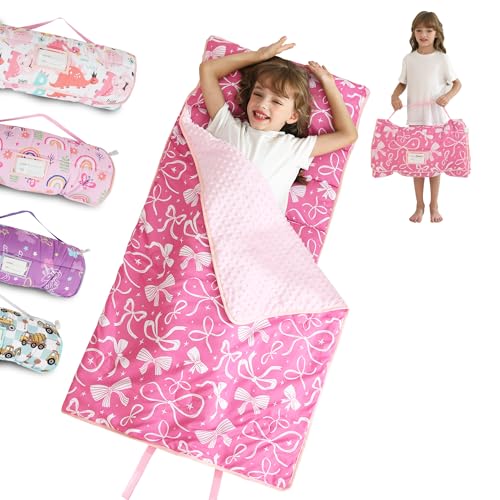Image of Toddler Nap Mat for Preschool 50''x30'' Sleeping Mat with Removable Pillow and Minky Blanket for Kids Ages 3-7 Roll Up Soft Sleeping Bag for Boys Girls Kindergarten Daycare Sleepover