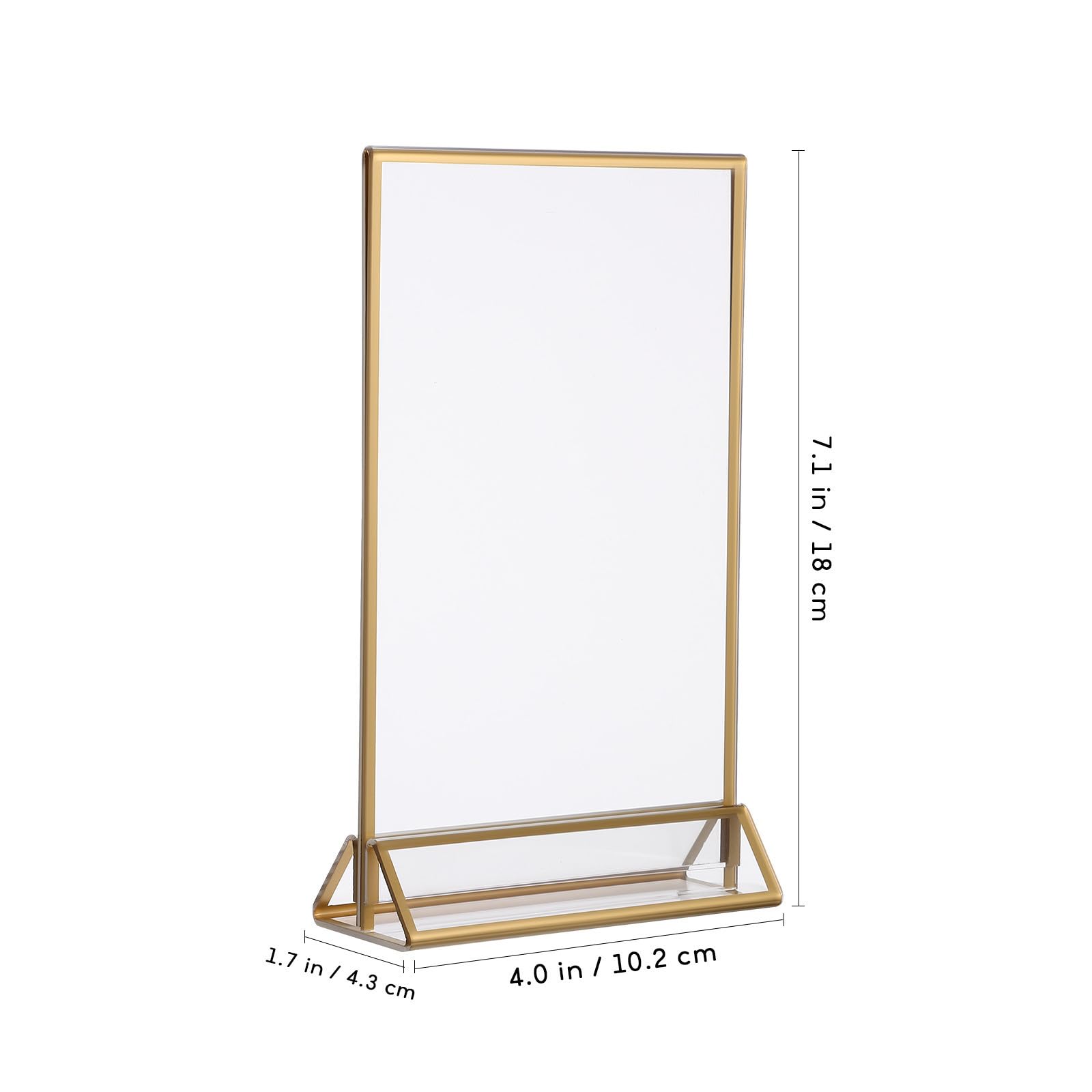 SHINEOFI 6 Piezas Portadocumentos de Acrílico Dorado, Soporte Vertical de Doble Cara, 4x6 Pulgadas, para Folletos, Menús y Documentos, para Tiendas y Oficina