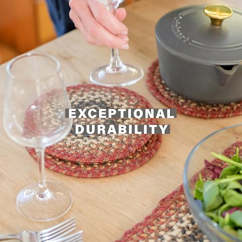 Homespice Chester Braided Oval Table Runner, Rustic Lodge Decor, Red 11x36 - Jute Dining Table Accessories - Rich Colors, Easy to Clean, Durable and Protects Furniture by Homespice - Image 5
