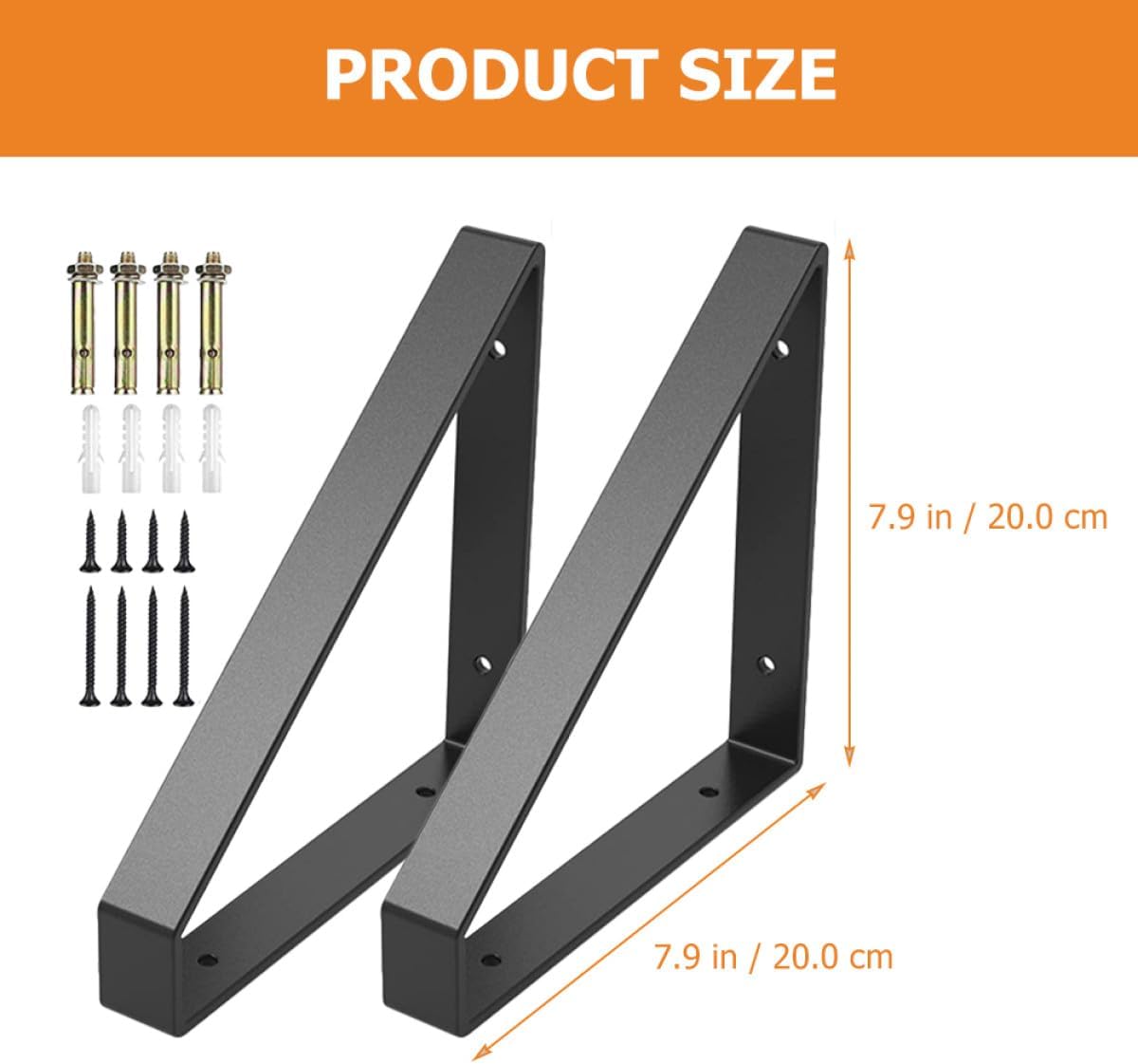 2pcs Triangle Shelf Brackets Wall Mounted Angled Shelf Supports Heavy Duty DIY Work Bench Corner Brace