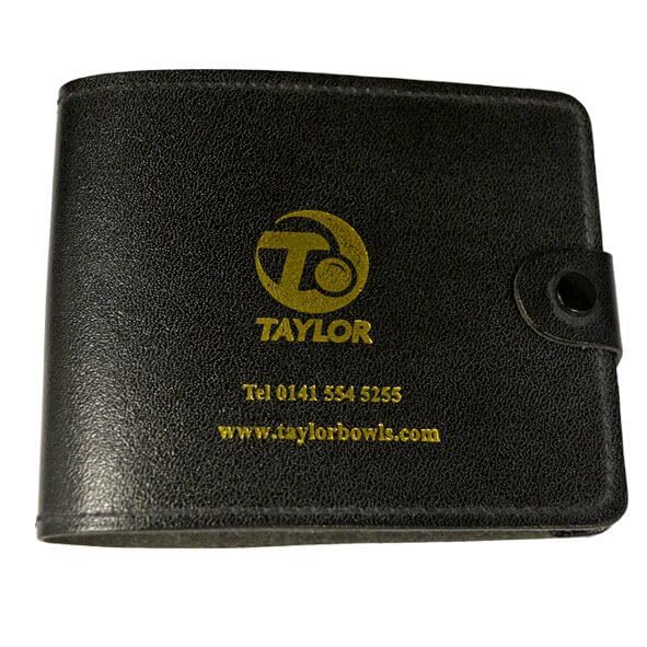 SGL Taylors Black Leather Fold-Over Scorecard Holder, 22cm x 8cm