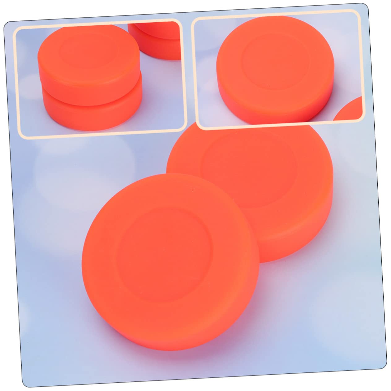 Homoyoyo Lot de 3 Rondelles de Hockey Professionnelles en PVC Mat Orange Dureté Réglable Accessoires de Sport Extérieur pour Hockey sur Glace