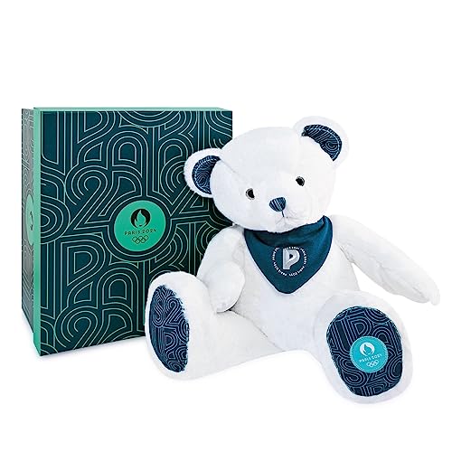 Peluche ours premium Paris 2024 Doudou et Compagnie blanc 37 cm