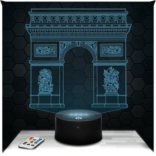 Lampephoto.fr - Lampe 3D Arc de Triomphe, Monument Parisien, Veilleuse Tactile Led, Effet Hologramme 3D, Idée Cadeau Noël Anniversaire Homme Femme, Objet...