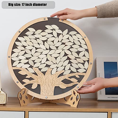 Yukawang Tree Of Life Wedding Guest Book Alternative Wooden Personalized Graduation Party Signature Guest Book Baby Shower Wedding Sign In Drop Guestbook For Ceremony And Reception 100 Leaves (Brown) #TOP5