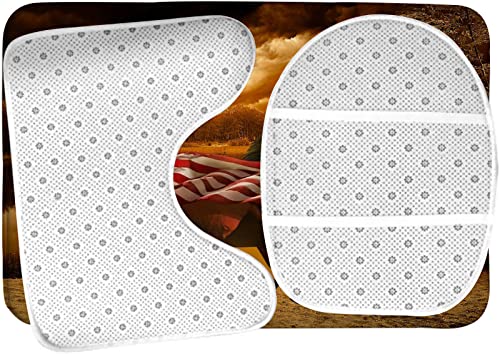 Badezimmerteppich-Set, 3-teilig, USA-Flagge, Adler-Pferd, waschbare Badeteppiche, rutschfest, mit Rückenpolster, Konturteppich und Toilettendeckelbezug – Bild 6