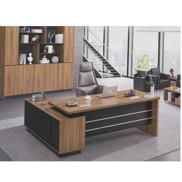 Image of Director & Executive for Office Table Made in Particle Board with 2 Drawer, Side Unit & Wire Manager, Working Desk in Office 5-Year Warranty & Free Assembly (SCL-439)