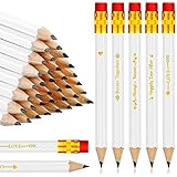 Crtiin 50 Pcs Wedding Pencils for Bridal Shower Half Pencils with Eraser Game Pencils Mini Golf Pencils 4 Inch Short Pocket Pre Sharpened Pencil for Wedding Presents, Classroom, School (White)