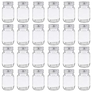 U-Pack 2oz Mason Jar with Silver Lid for Honey Jam Spice Pack of 24 Sets