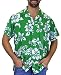 Funky Hawaiian Shirt, hibiskus, green, L