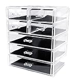 Sodynee Cosmetics Makeup and Jewelry Storage Organizer Case Display Boxes, 3 Large and 4 Small Drawers