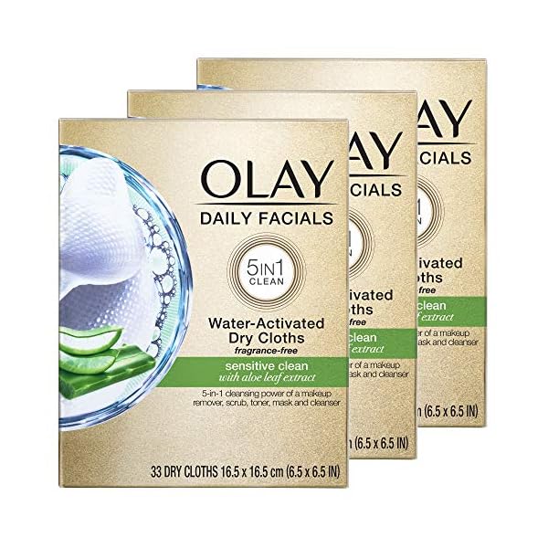Olay-Daily-Facials-for-Clean-Sensitive-Skin-Makeup-Remover-Wipes-Soap-Free-and-Fragrance-Free-Cleanser-Cloths-33-Count-Pack-of-3 Olay Daily Facials for Clean Sensitive Skin, Makeup Remover Wipes, Soap-Free and Fragrance-Free Cleanser Cloths, 33 Count (Pack of 3)