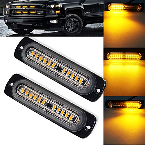 Amber Led Strobe Lights 12 LED Emergency Strobe Lights Surface Flush Mount Grill Flashing Strobe Lights LED Warning Light Bar Side Marker Emergency Safety Light Kit for 12V Tow Trucks Vehicle (12 LED)
