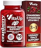 VitaUp D mannose with Cranberry and Vitamin C - USA Made D-mannose 1000mg Capsules - Cranberry Pills for Urinary Tract & Bladder, Immune Support - 90 Count