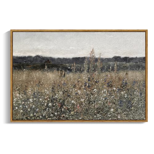 Original Slow Dance Frame InSimSea Framed Canvas Wall Art Vintage Decor, Landscape Wall Art, Meadow with Flowers Art, Modern...