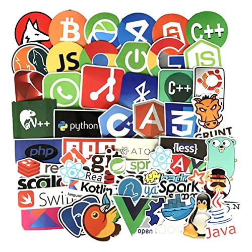 Laptop Stickers for Developer Programming Stickers of Front-end dev,Back-end Languages Stickers for Software Developers, Engineers, Hackers, Programmers, Geeks, and Coders (50PCS)