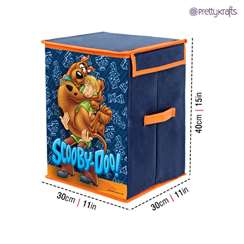 Image of PrettyKrafts Scooby-Doo Larger Storage Cubes [1-Pack] Foldable Storage Boxes with Lids, Collapsible Storage Bins Organizer Basket with Sturdy Handles for Home, Nursery, Closet (11 inch x 11 inch x 15 inch), Blue