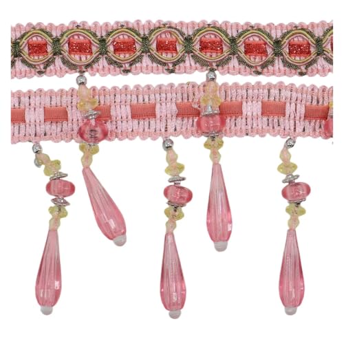 Cenefa con flecos de cuentas de cristal en forma de lágrima de 3 yardas para costura 7
