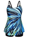Hanna Nikole Maternity Tankini Swimsuit Plus Size Two Piece Tummy Control Bathing Suit Flowy Swimwear Blue...