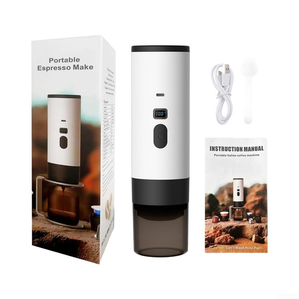 Camping Kaffeemaschine 90ml USB-C Aufladbar(White)