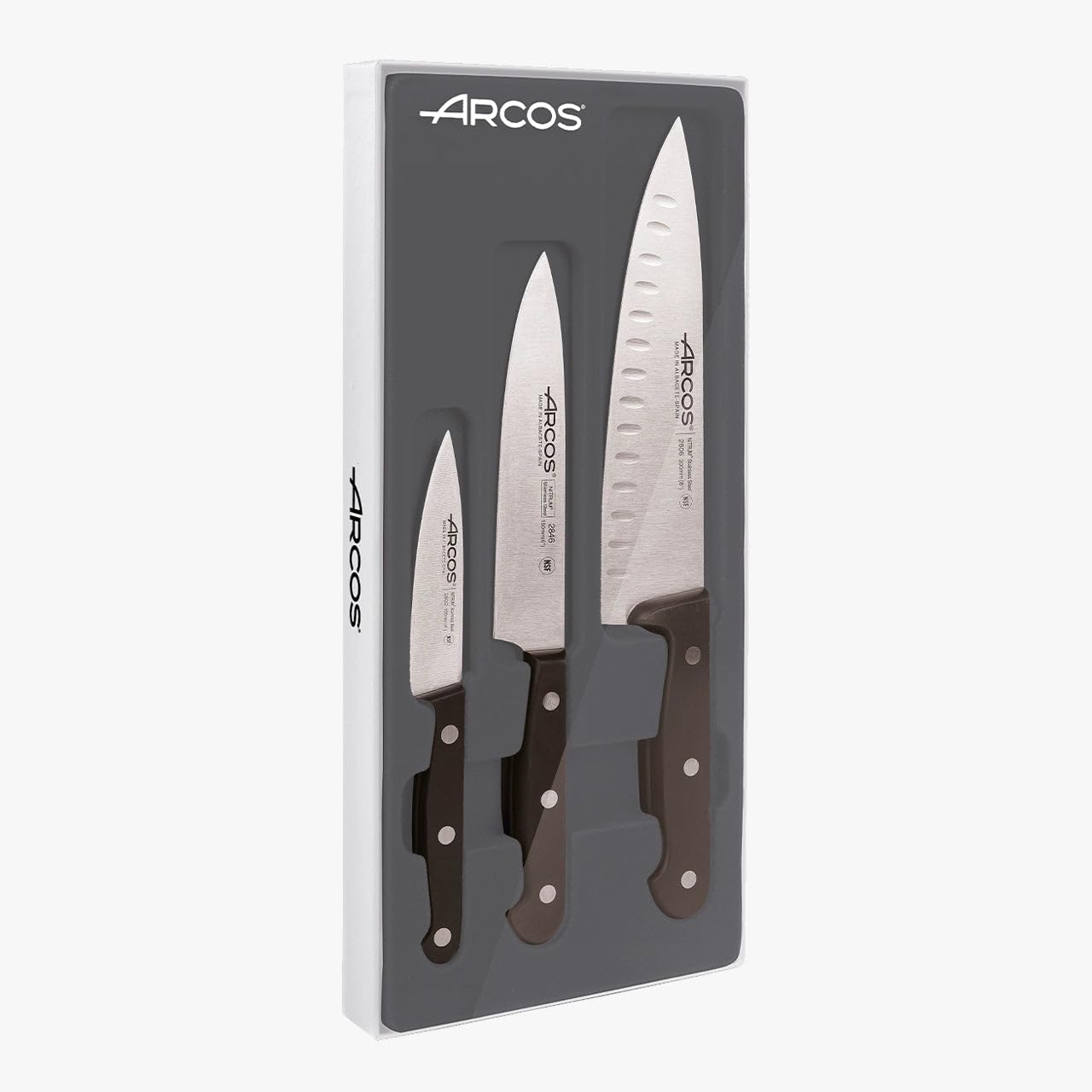 Arcos Estuche 3 Cuchillos Cocina Acero Inoxidable Mango Polieximetileno Serie Universal Negro