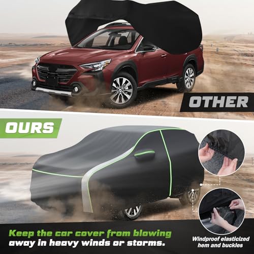 Image of Mixsuper Liner Car Cover for Subaru Outback 2003-2026, 7 Layers Waterproof Car Cover Accessories for Outback with Zipper Door, Windproof Straps, Reflective Strips, Anti-UV, All Weather