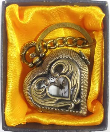 MJ RagavMJ Ragav Premium Watch Pendant/Pocket Watch in Bronze Heart Shape Design Best Gift for Boys & Girls & Kids