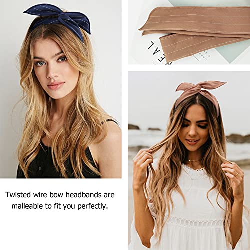 Image of DRESHOW Twist Bow Wire Headbands Vintage Head Wrap Rabbit ear Wired Hairbands Hair Holder Hair Accessory for Women and Girls 6 Pack