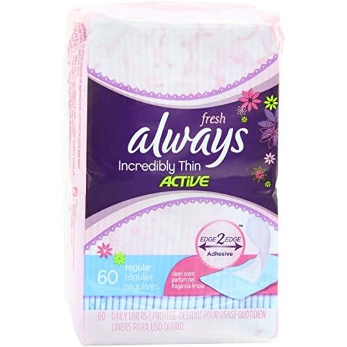 Always Fresh Incredibly Thin Daily Liners, Regular 60 ea (Pack of 5)