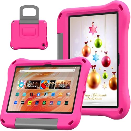 Fire HD 10 & Fire HD 10 Plus Tablet Hülle für Kinder (10 1 Zoll 13th/11th Gen 2023/2021 Release) Leichte Stoßfeste Schutzhülle mit Ständer für Fire HD 10 Kinder Tablet & Kids Pro Tablet.(Pink)