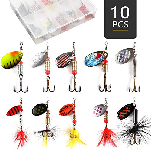 Magreel Vissen Lokken Spinners aas Spinnerbait Lepel Set met Tackle Bag Trout Bass Zalm Pike Walleye Perch 10 stks/16 stks - Image 3