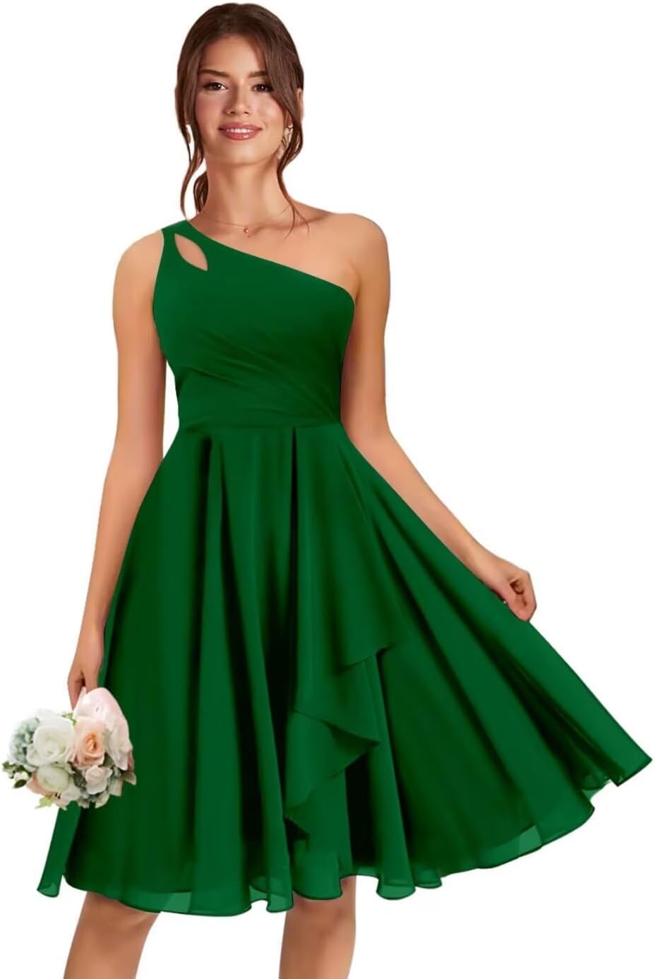 strapless open back dress LULU One-Shoulder Chiffon A-Line Gown main image 1